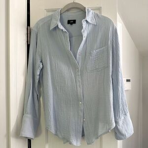 Crinkle gauze button-down shirt